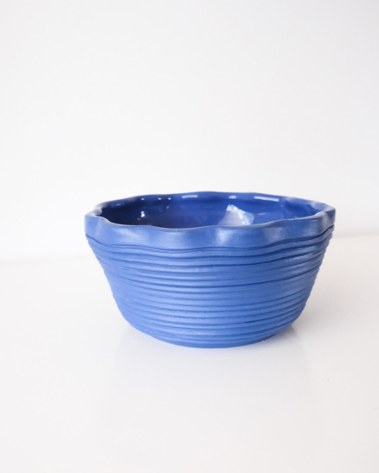 Blue Ribbed Planter